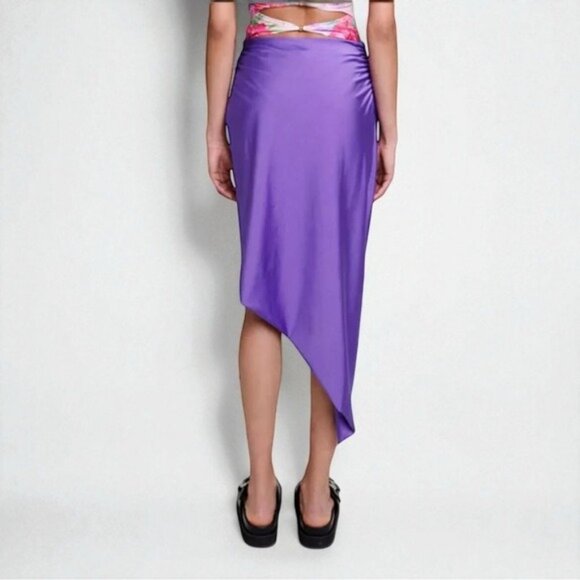 🌻NEW w/tags Maje Japre Violet Purple Asymmetric Midi Skirt Size 38 - Picture 4 of 8